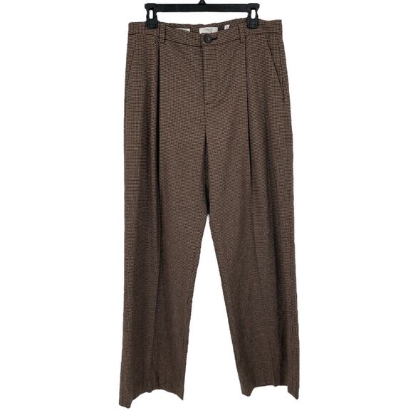 Vince Pants Houndstooth Pleat Front brown size 10 - Picture 2 of 8
